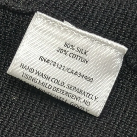 Eileen fisher slik cotton blend zip up knit jacket shirt L black quilt luxury - Picture 10 of 10